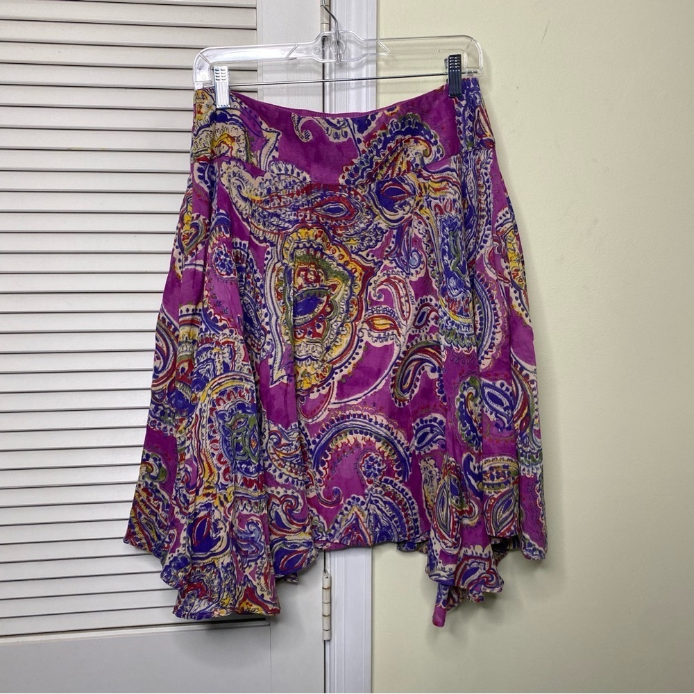Lauren Ralph Lauren paisley asymmetrical Skirt Size 6 petite lined